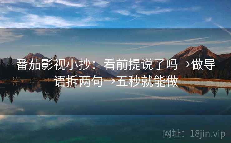 番茄影视小抄：看前提说了吗→做导语拆两句→五秒就能做